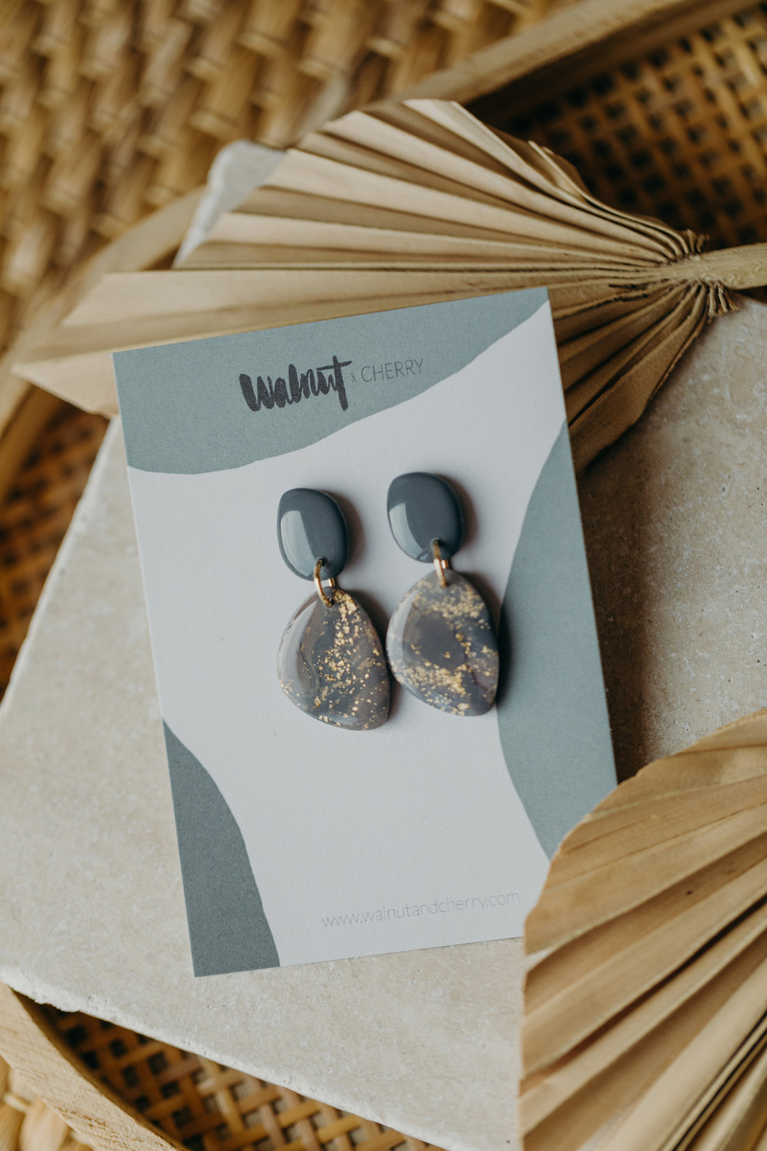 round polymer clay earrings with brass pendant circle