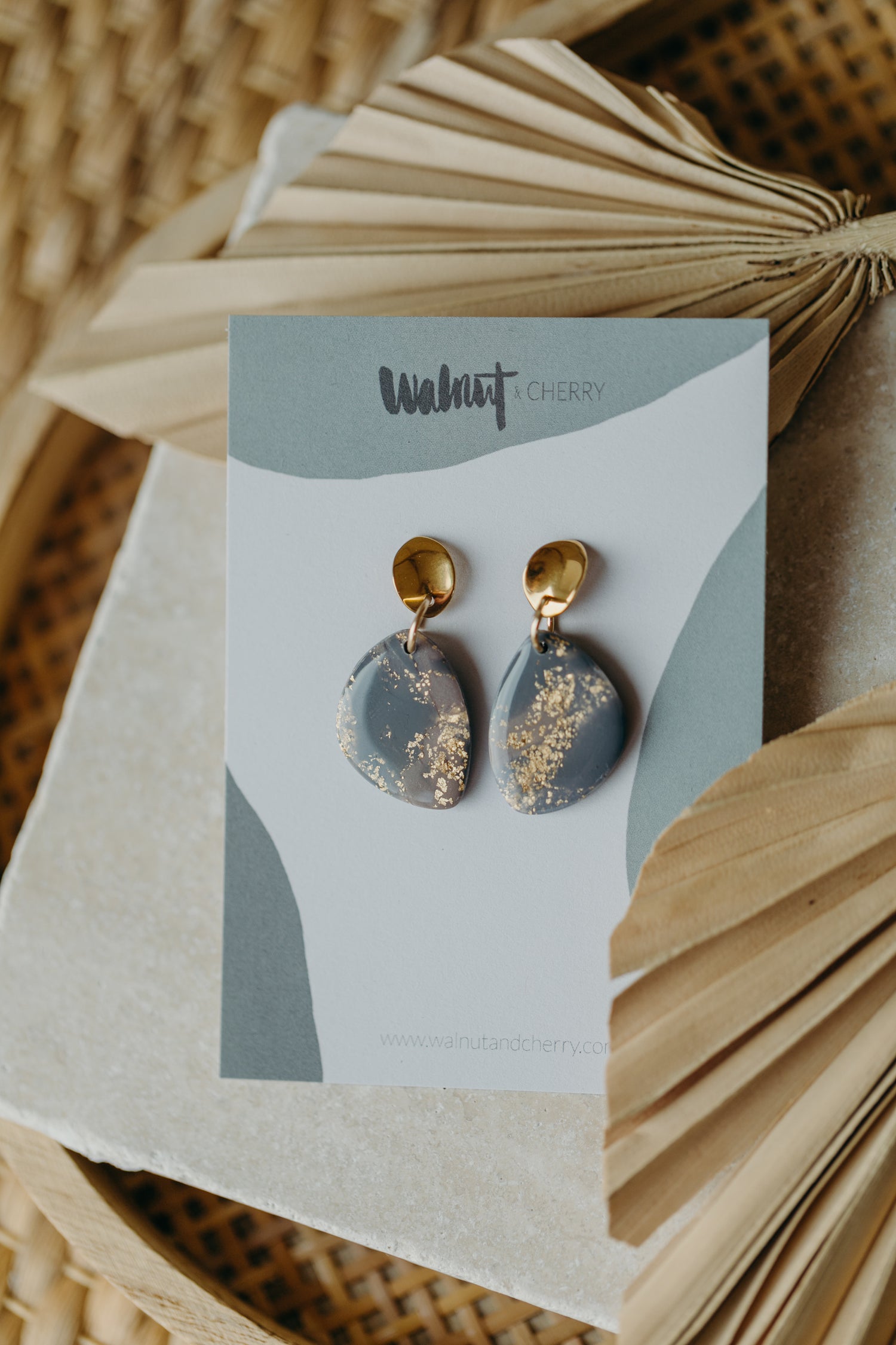 round polymer clay earrings with brass pendant circle