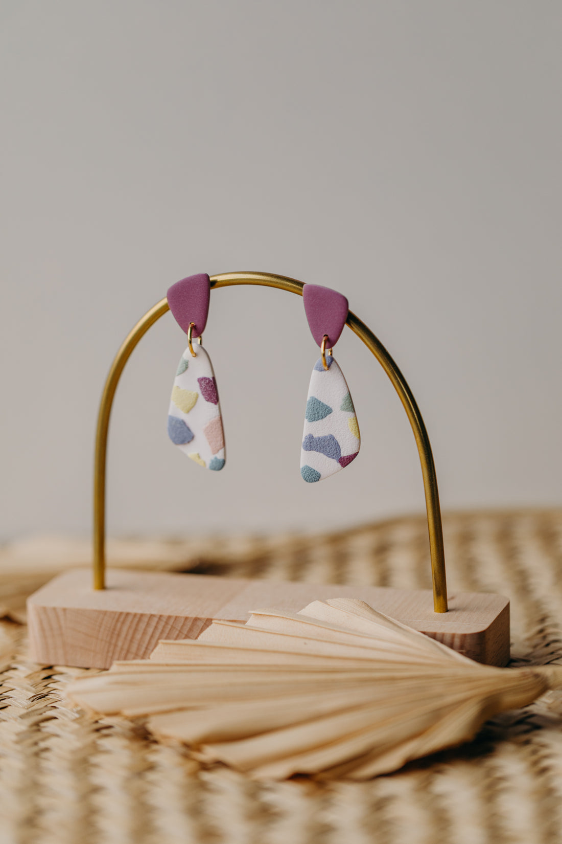 HANNI - colorful elongated earrings made of polymer clay in spring colors