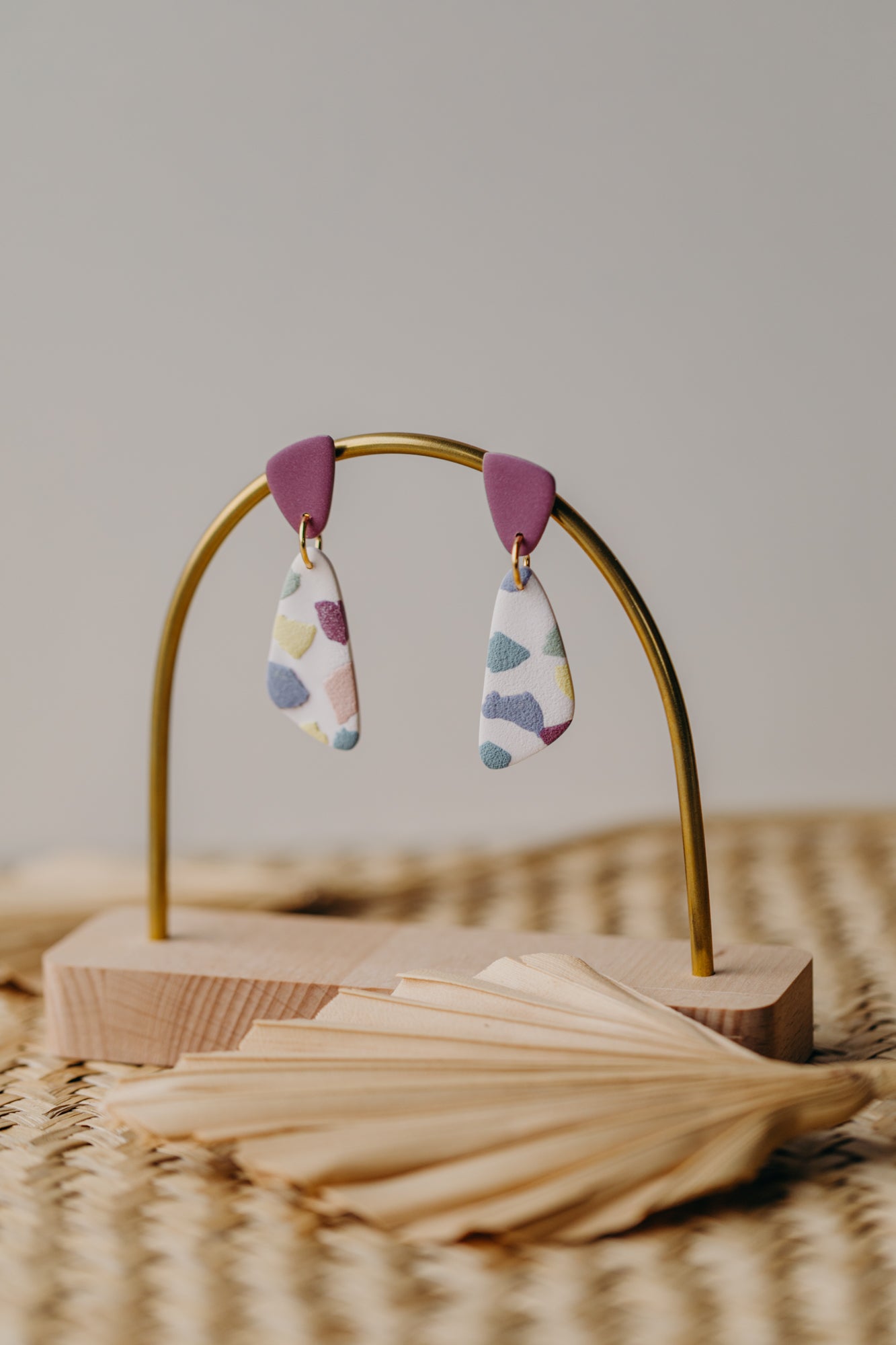 HANNI - colorful elongated earrings made of polymer clay in spring colors