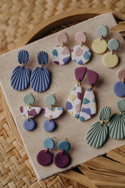 HANNI - colorful elongated earrings made of polymer clay in spring colors