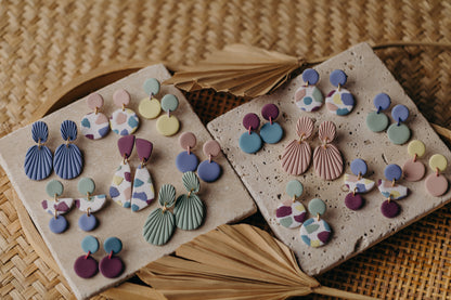 HANNI - colorful elongated earrings made of polymer clay in spring colors