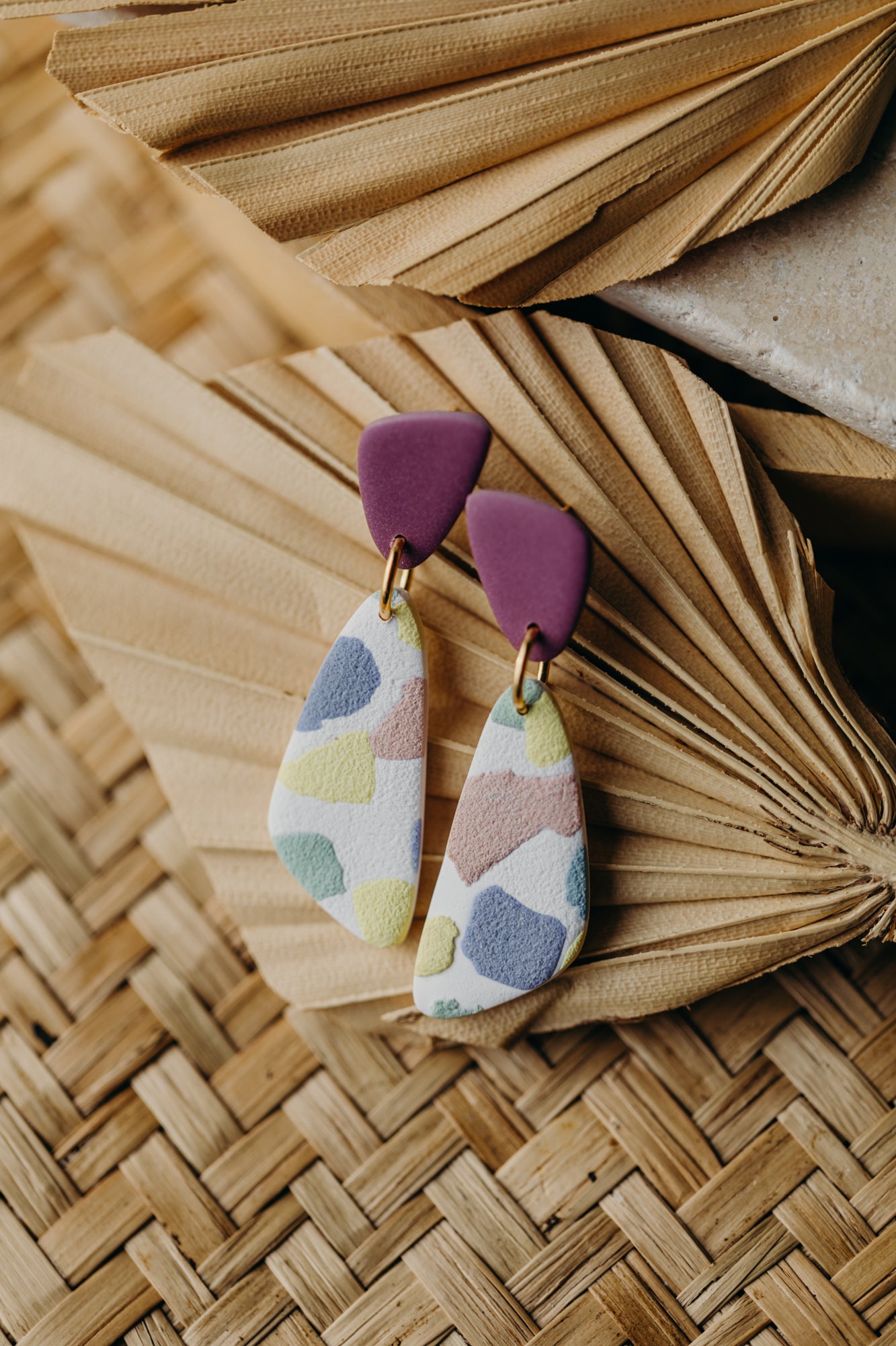 HANNI - colorful elongated earrings made of polymer clay in spring colors