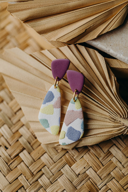 HANNI - colorful elongated earrings made of polymer clay in spring colors