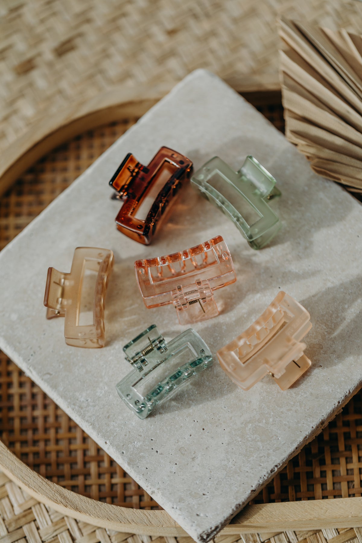 kleine Haarspange in apricot transparent