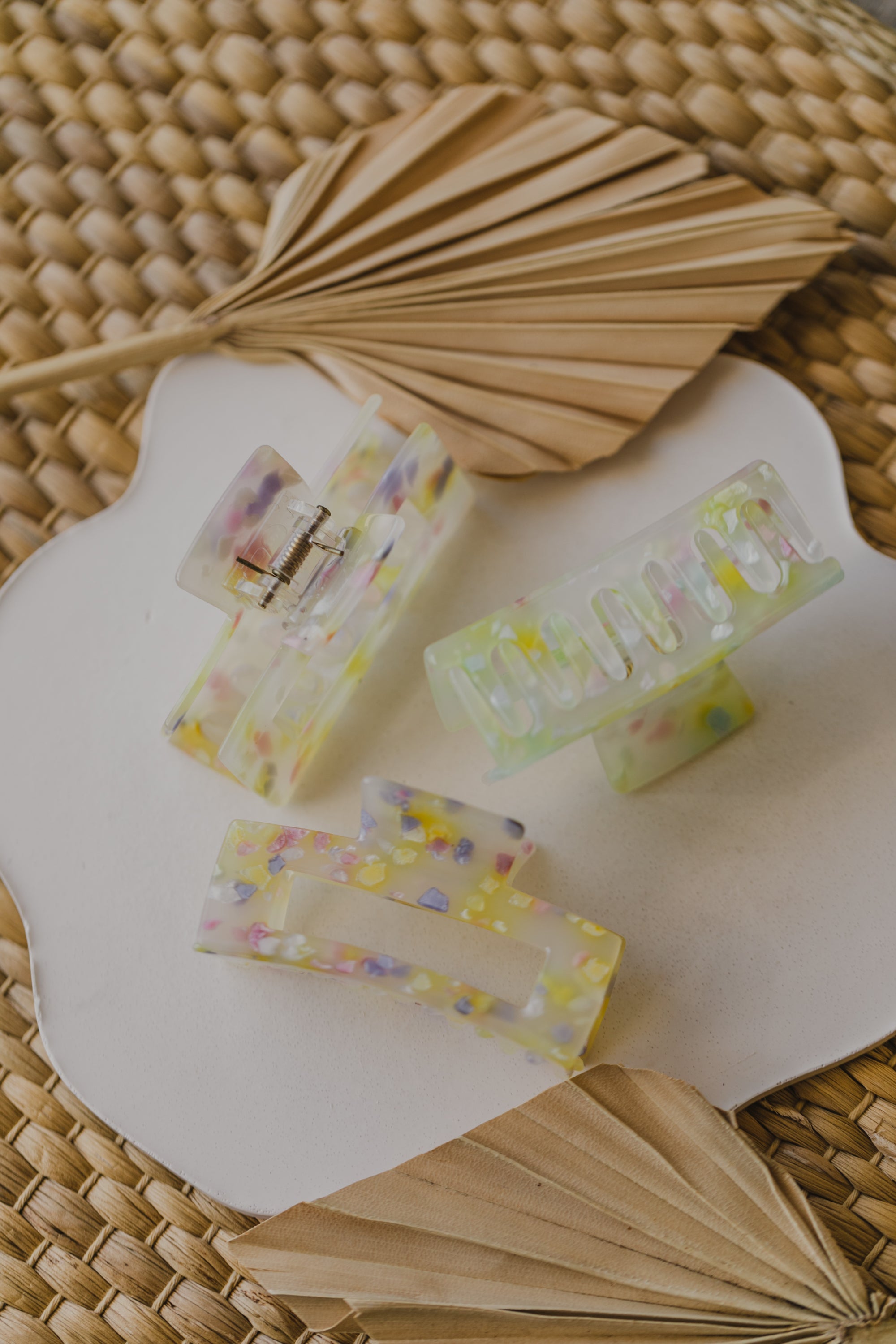 yellow colorful patterned hair clip