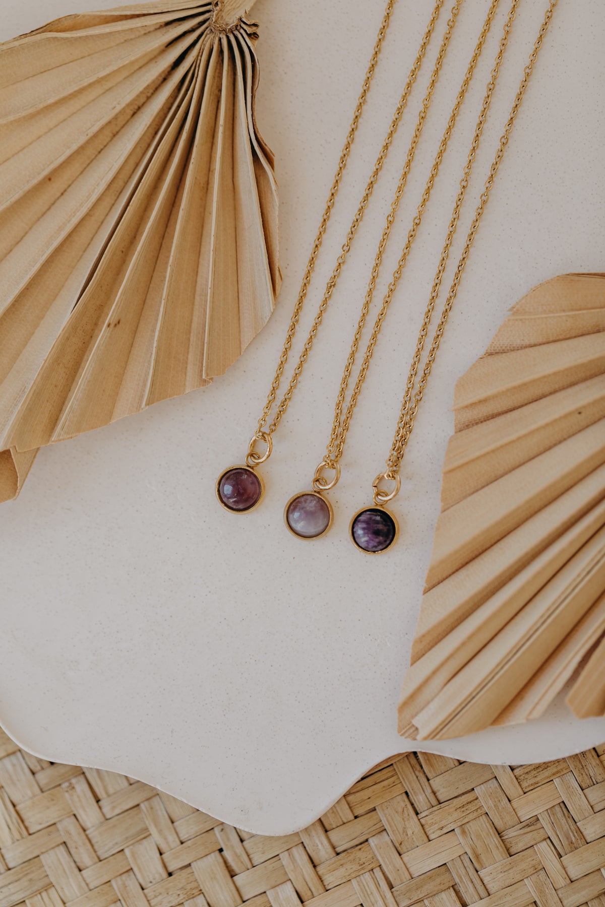 Halskette mit lila Amethyst Edelstein (8 mm)