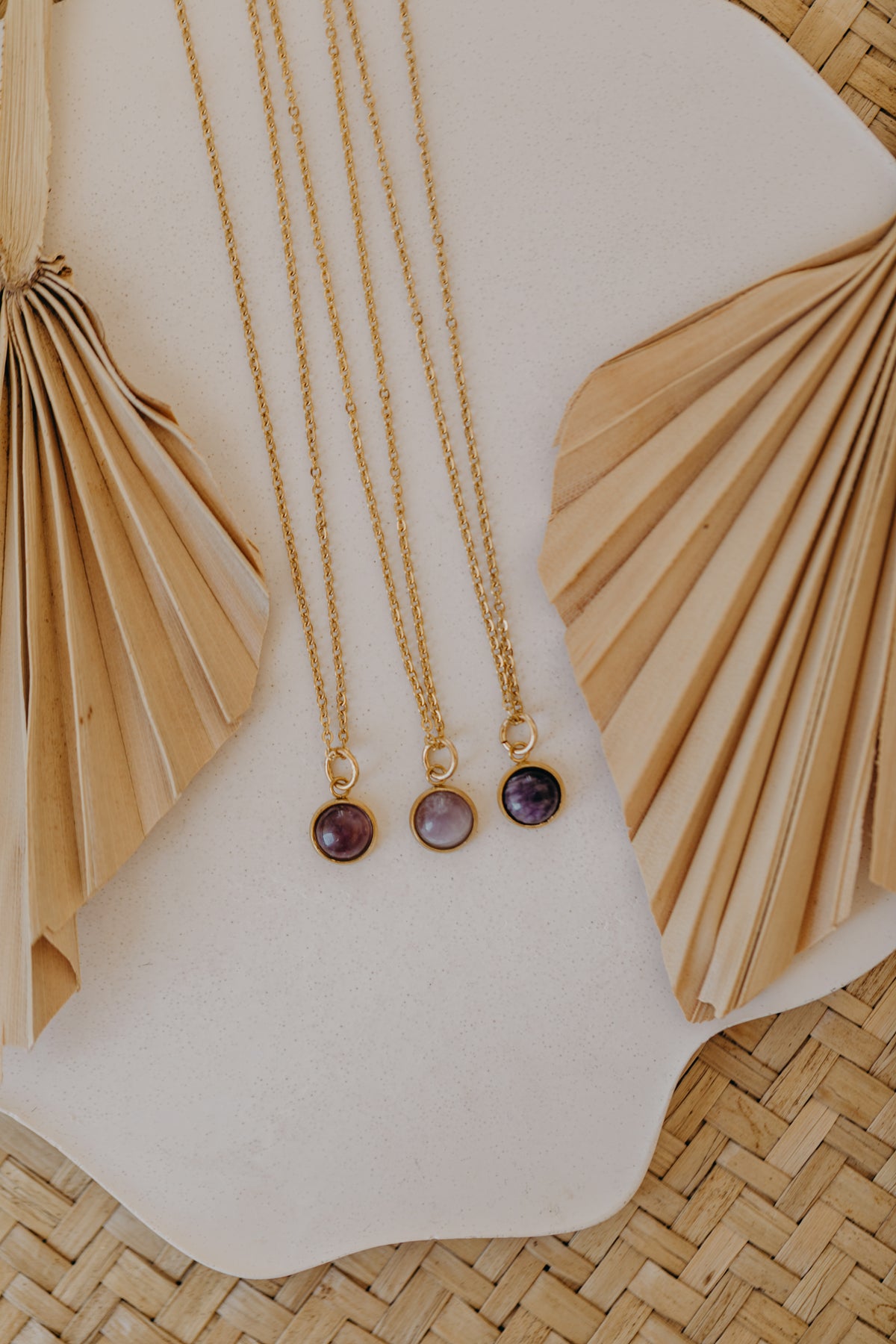 Halskette mit lila Amethyst Edelstein (8 mm)