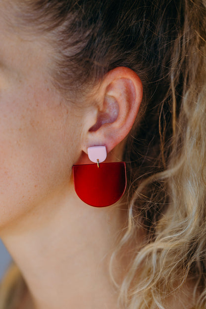 MELA - Statement Ohrringe in rosa &amp; rot