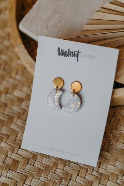 bright polymer clay earrings with gold leaf
