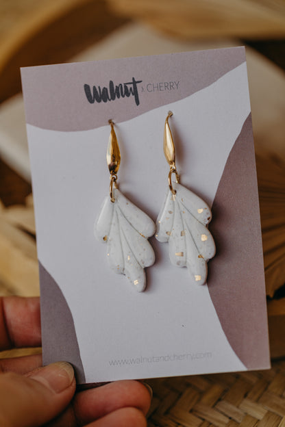 bright polymer clay earrings with gold leaf