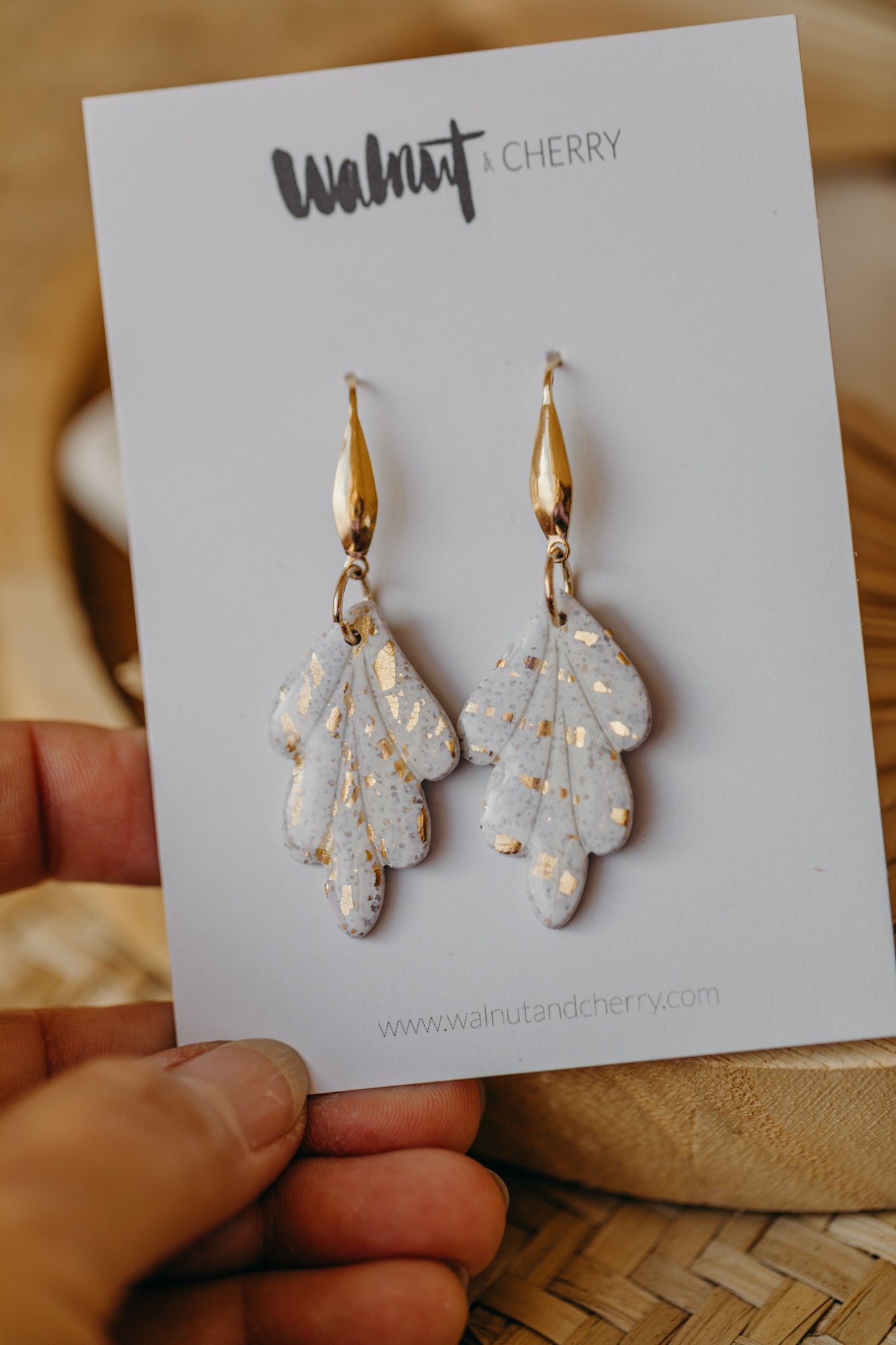 bright polymer clay earrings with gold leaf