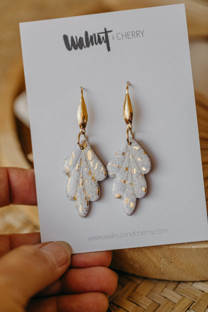bright polymer clay earrings with gold leaf