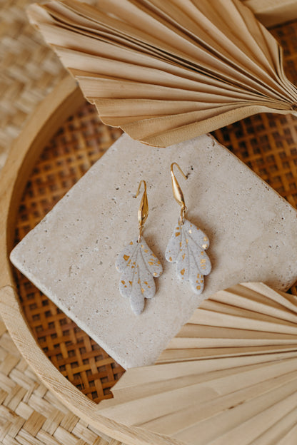 bright polymer clay earrings with gold leaf