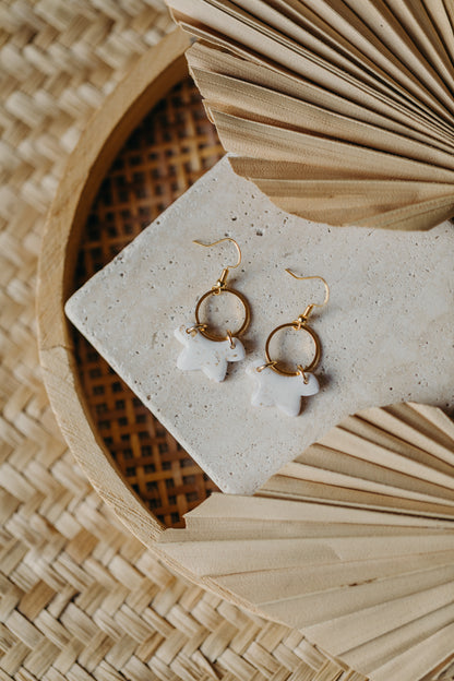 bright polymer clay earrings with gold leaf