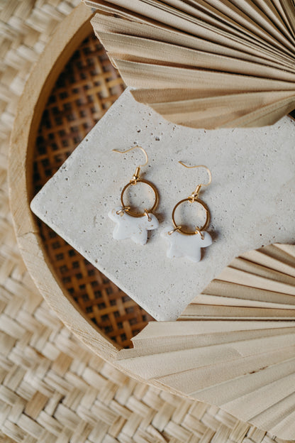 bright polymer clay earrings with gold leaf