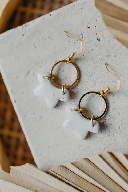 bright polymer clay earrings with gold leaf