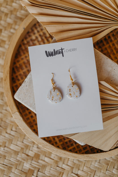 bright polymer clay earrings with gold leaf