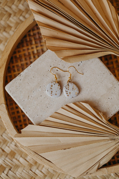 bright polymer clay earrings with gold leaf