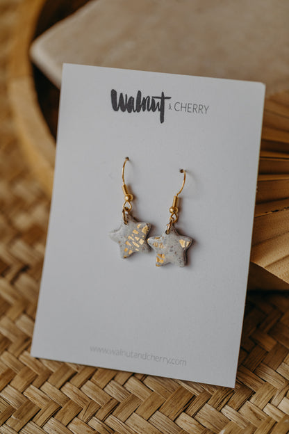 bright polymer clay earrings with gold leaf