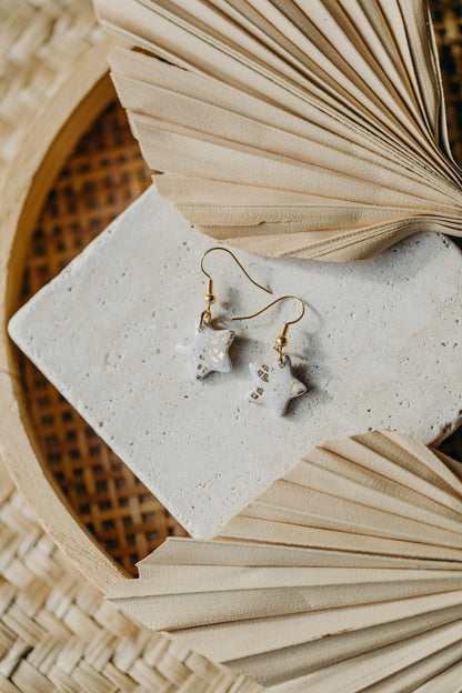 bright polymer clay earrings with gold leaf