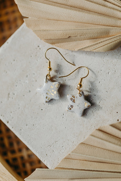 bright polymer clay earrings with gold leaf