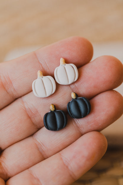 golden earrings with acrylic in white, petrol and brown