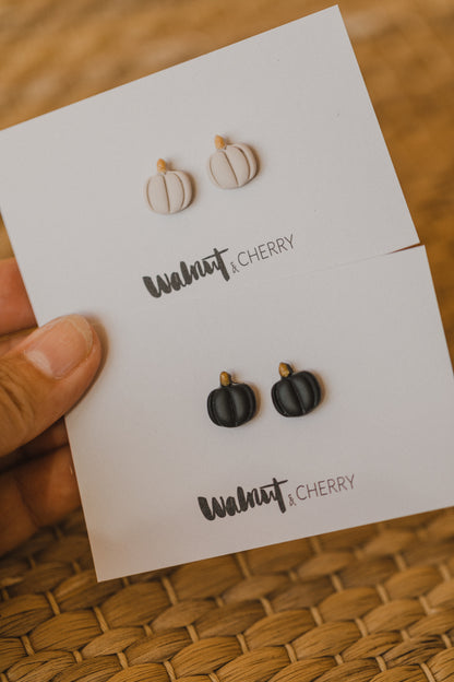 golden earrings with acrylic in white, petrol and brown