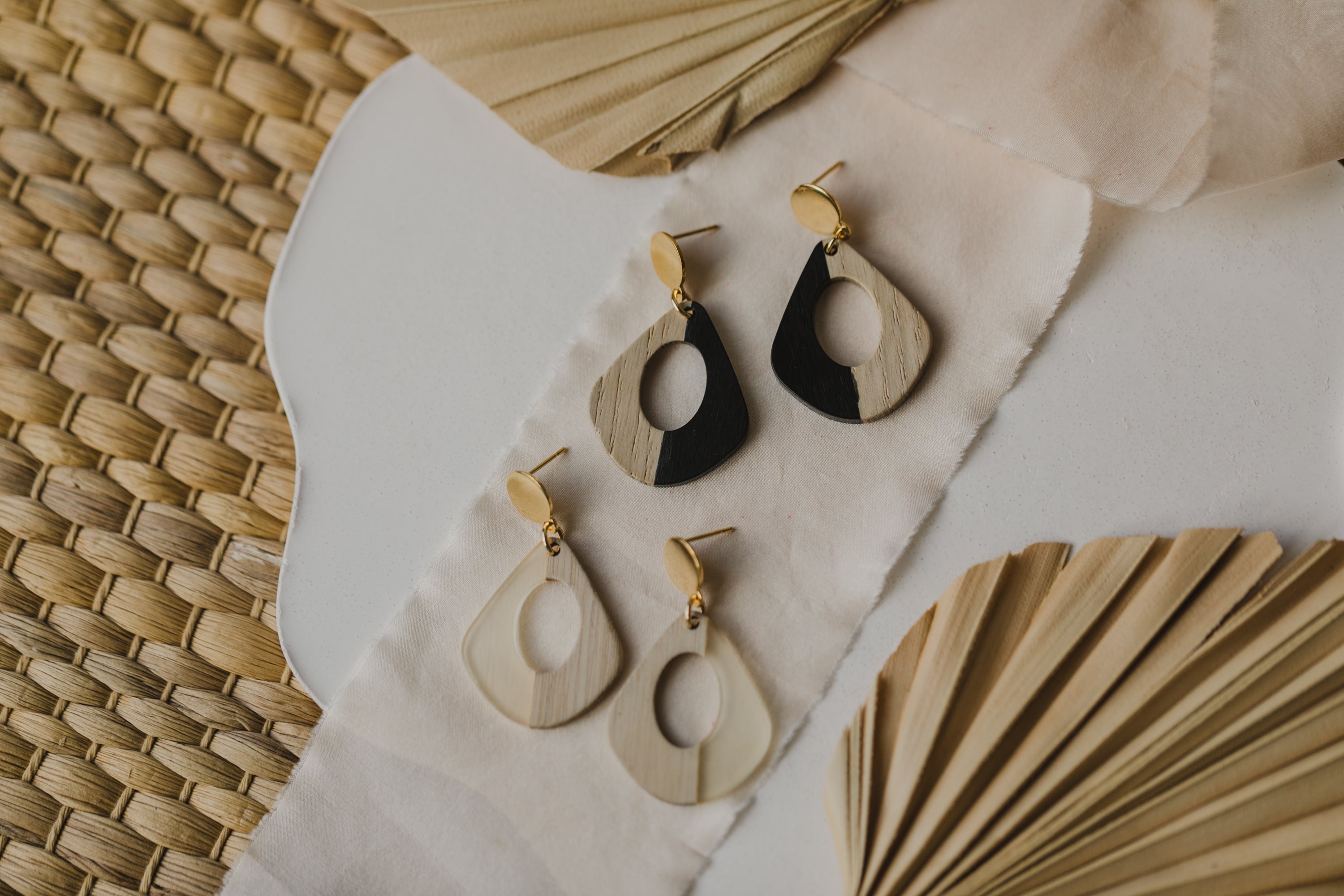 round white wooden earrings