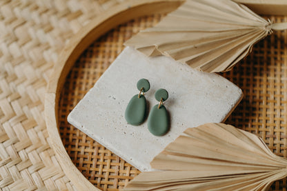 Polymer Clay Earring in Eucalyptus Green