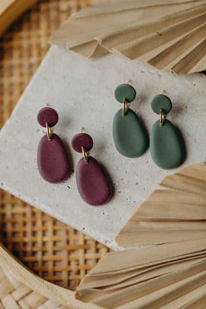 Polymer Clay Earring in Eucalyptus Green