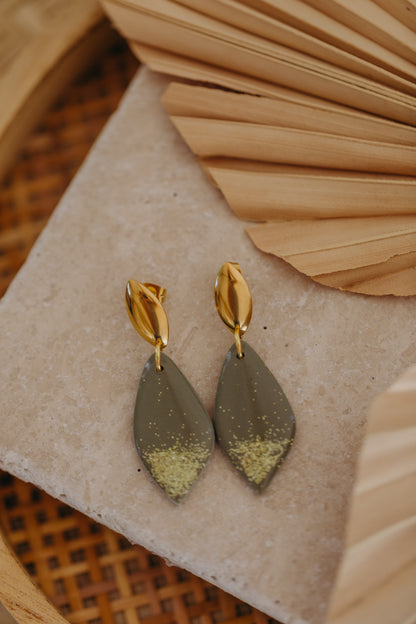 Polymer Clay Earring in Eucalyptus Green