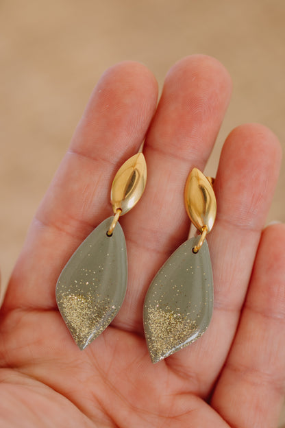 Polymer Clay Earring in Eucalyptus Green