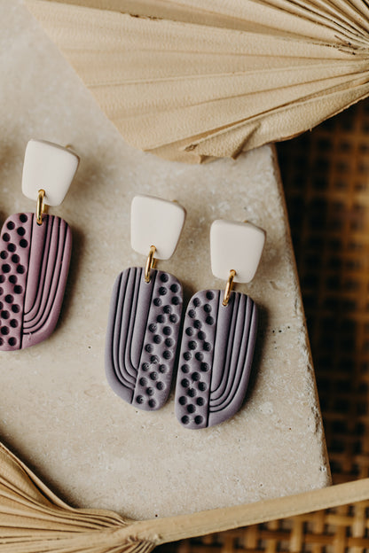 ISELA - zweifarbige Boho Ohrringe vanille-lavendel