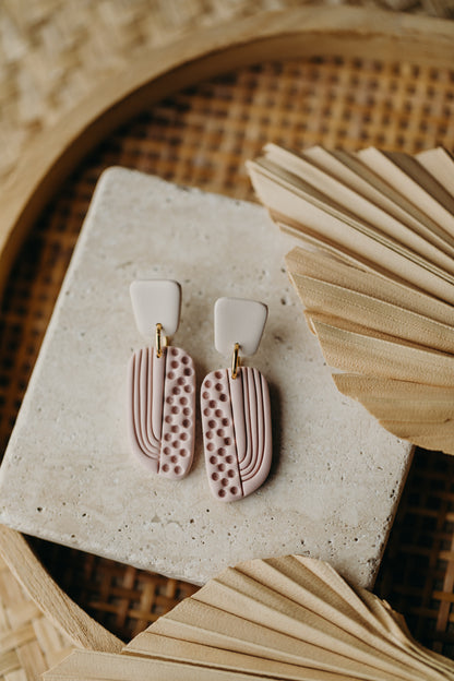 ISELA - zweifarbige Boho Ohrringe vanille-rosa