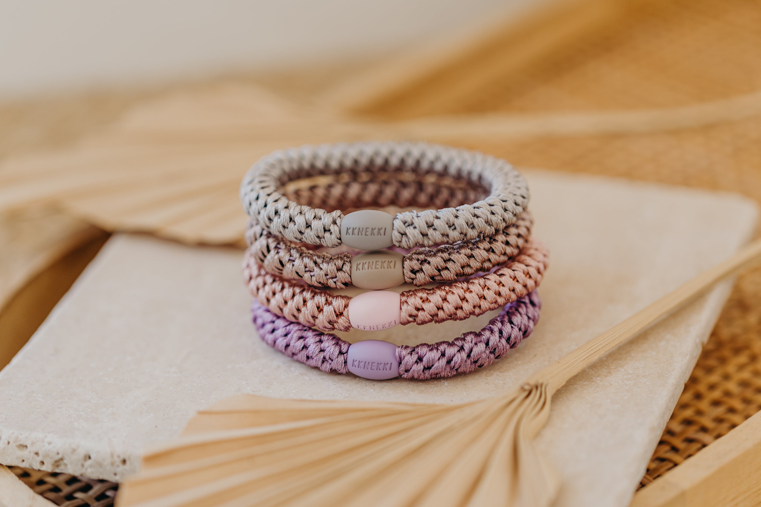 KKNEKKI Haargummi 4er Set in Rosa und Lila Tönen