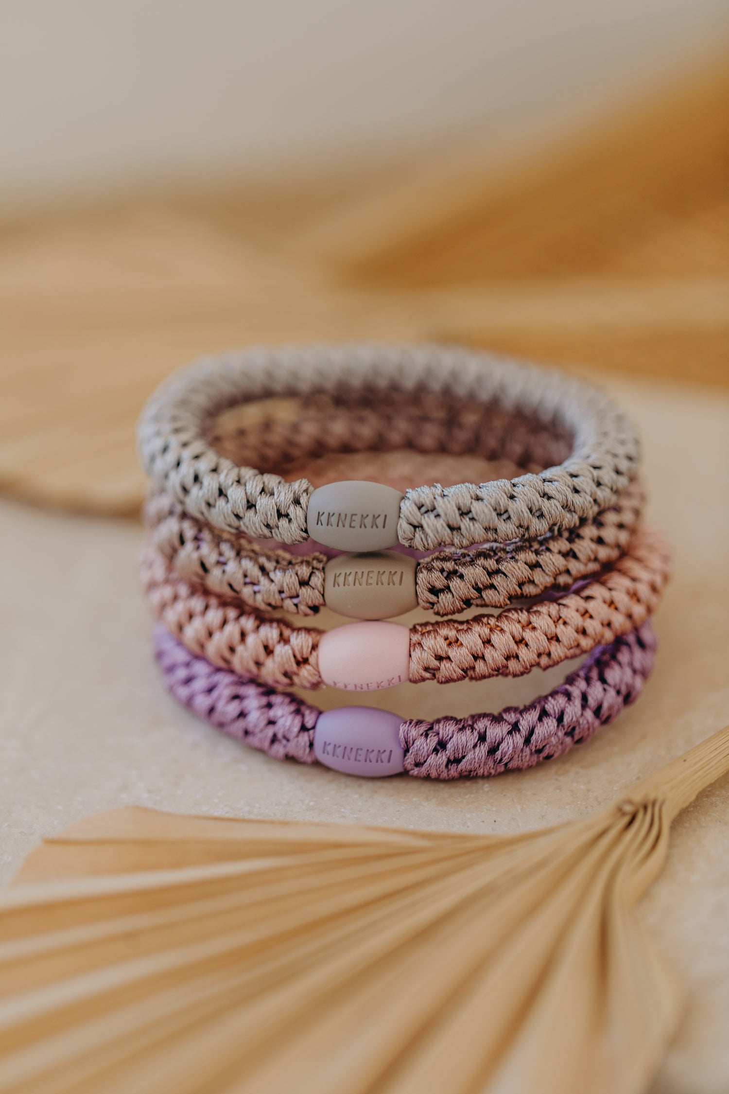KKNEKKI Haargummi 4er Set in Rosa und Lila Tönen