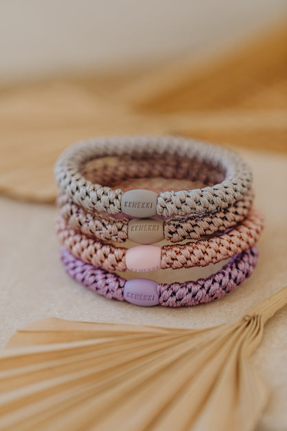 KKNEKKI Haargummi 4er Set in Rosa und Lila Tönen
