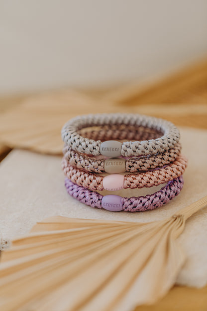 KKNEKKI Haargummi 4er Set in Rosa und Lila Tönen