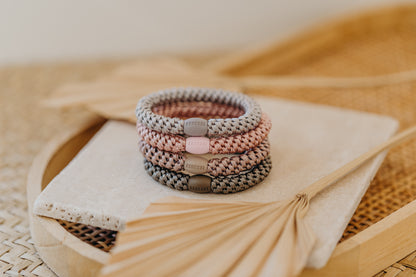 KKNEKKI Haargummi 4er Set in Rosa und Brauntönen