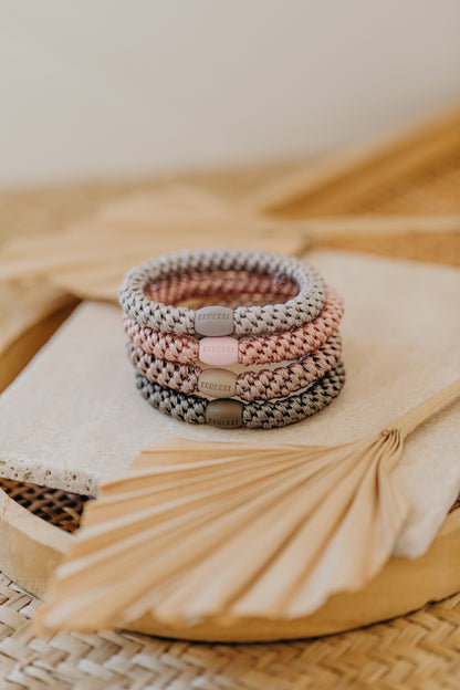 KKNEKKI Haargummi 4er Set in Rosa und Brauntönen