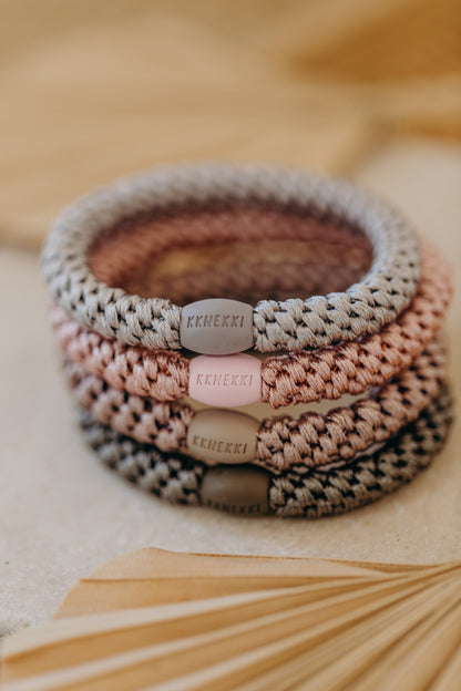 KKNEKKI Haargummi 4er Set in Rosa und Brauntönen