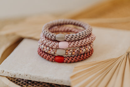KKNEKKI Haargummi 4er Set in Rosa- und Rottönen Glitter