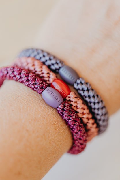 KKNEKKI Haargummi Set 030: 4 Haargummis im Set in Rot-, Grün- und Brauntönen