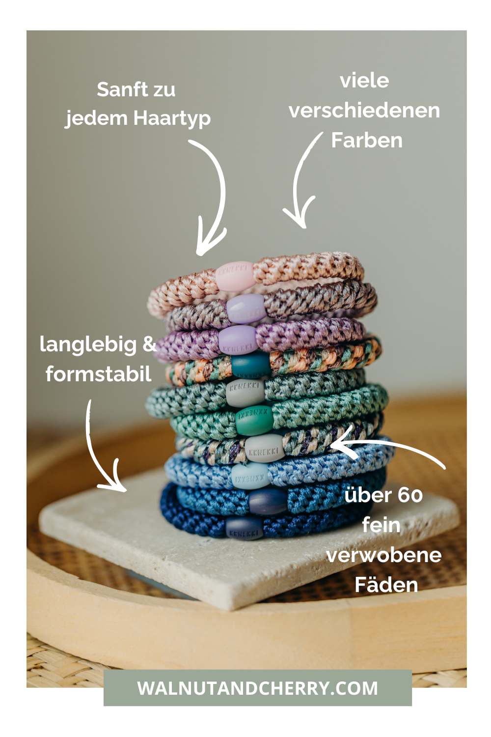 KKNEKKI Haargummi Set 047: 4 Haargummis im Set Sky Blue, Faded Green, Pink und Mix Plum Faded Green Glitter