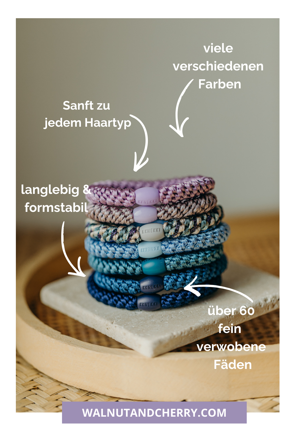 KKNEKKI Haargummi Set 045: 4 Haargummis im Set Sky Blue, Indigo, Dusty Blue und Navi