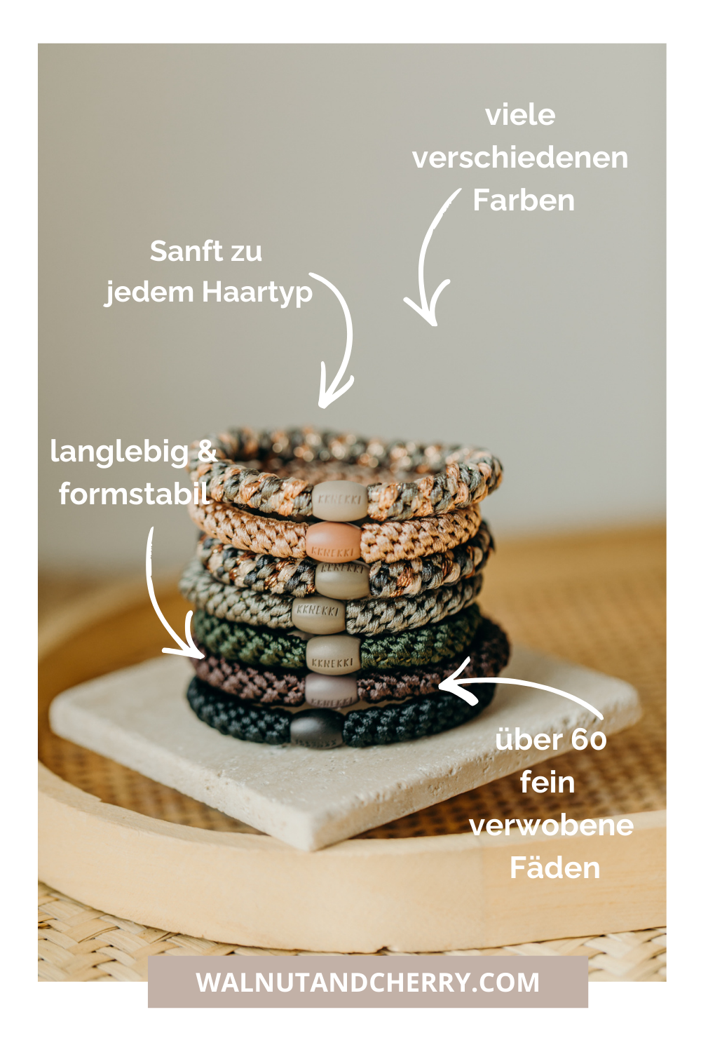 KKNEKKI Haargummi Set 052: 4 Haargummis im Set Beige Glitter, Mole Beige, Mole und Braun