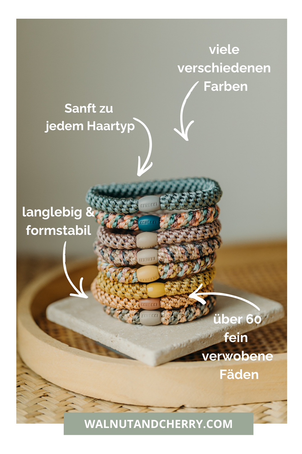 KKNEKKI Haargummi Set 040: 4 Haargummis im Set Dove, Mole, Aqua und Mix Dusty Green Lightpink Glitter
