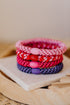 KKNEKKI Haargummi Set 059: 4 Haargummis im Set Bubble Gum, Dunkles Pink, Red Bubble Stripe und Purple
