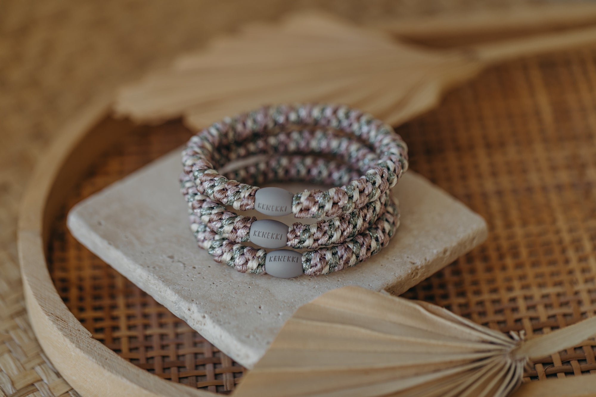 KKNEKKI Hair Tie Mix Dusty Green Light Pink Glitter